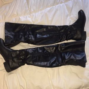 Rue 21 faux leather black thigh high boots
